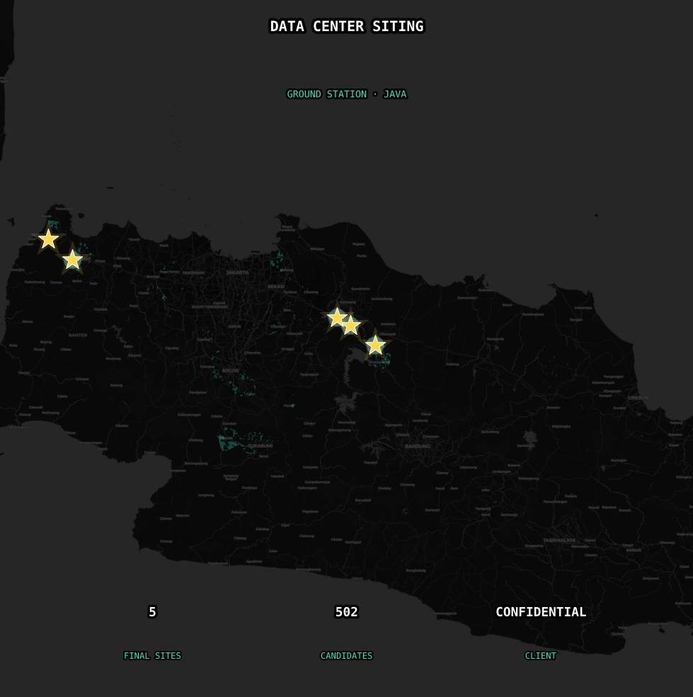 Data Center site suitability: actual site location data